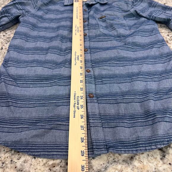Wrangler Shirt- Men’s Large Slim Fit -Blue Horizontal Stripes -Long Sleeves - Picture 6 of 11